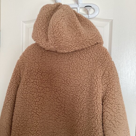 Me Jane Women's Open Front Teddy Jacket Coat Size S/P Hooded Sherpa Fleece Y2K - Picture 6 of 9